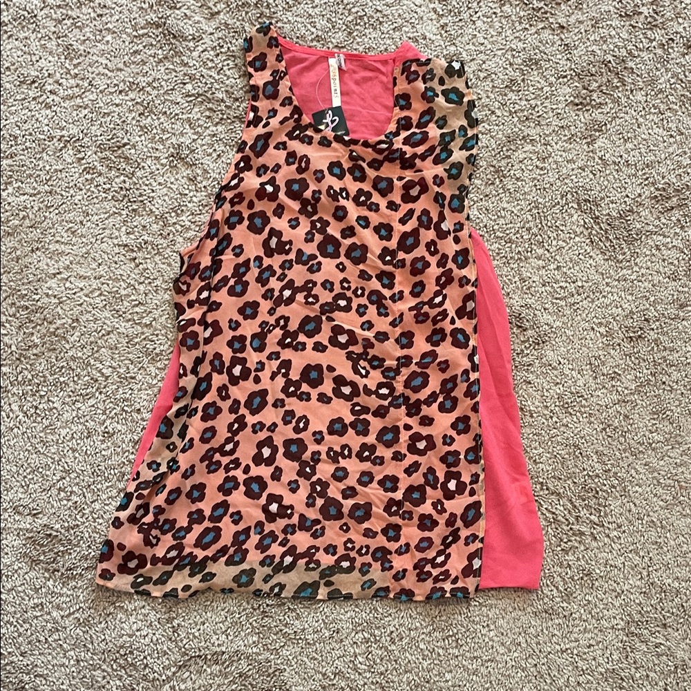 Leopard Print Tank Top - Pink and Black